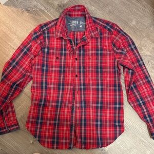 GAP Red and Navy Plaid Men's Shirt